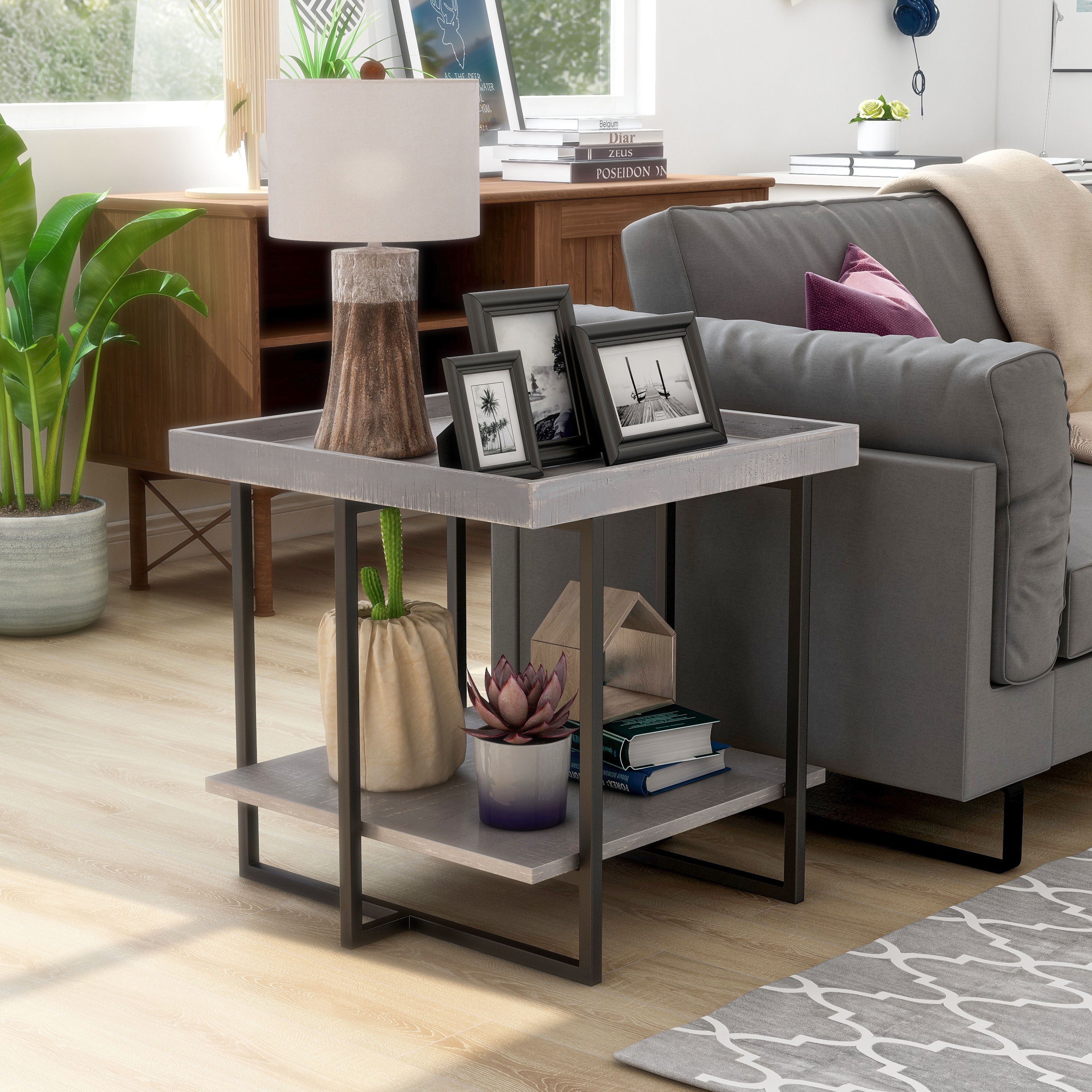 Furniture of America Damara Transitional 24-inch Metal 1-Shelf Side Table