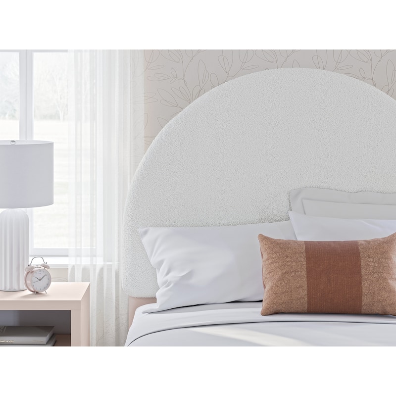 Signature Design by Ashley Wistenpine Pink/Cream Full Upholstered Panel Platform Bed with Storage