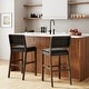 preview thumbnail 19 of 58, Nathan James Cohen Faux Leather Counter or Bar Height Stool, Solid Wood Frame with Footrest and Woven Leather Back