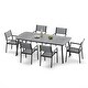 preview thumbnail 21 of 27, 7-piece Patio Dining Set Outdoor Rectangular Table with Umbrella Hole, Stackable Chairs