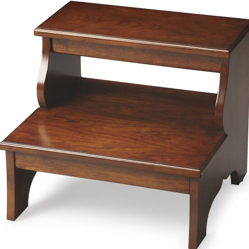 Brown Wood Step Stool with 4 Leg Base 18 Inch Seat Height - 16" x 15" x 18" (D x W x H)