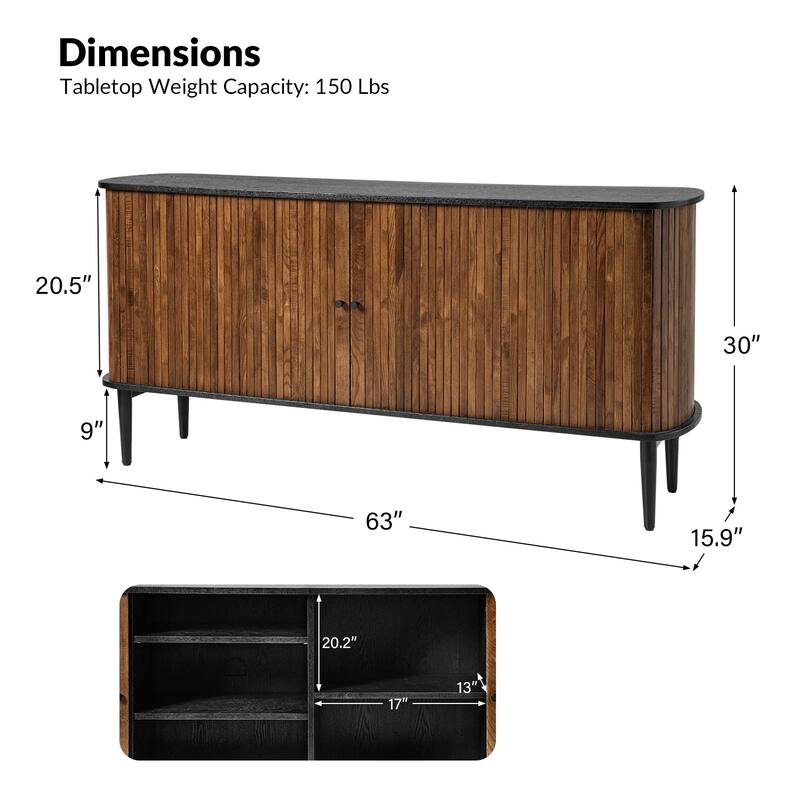 Franz Modern 63"Wide Sideboard with adjustable shelf by HULALA HOME