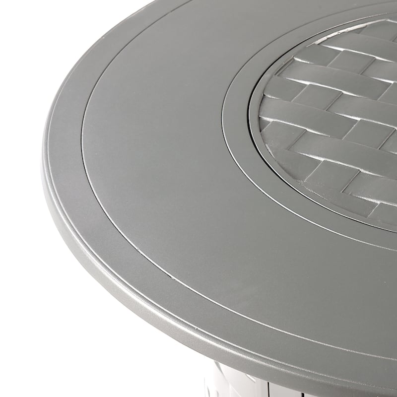 Round 44 in. x 44 in. Aluminum Propane Fire Pit Table with Glass Beads, Two Covers, Lid, 57,000 BTUs