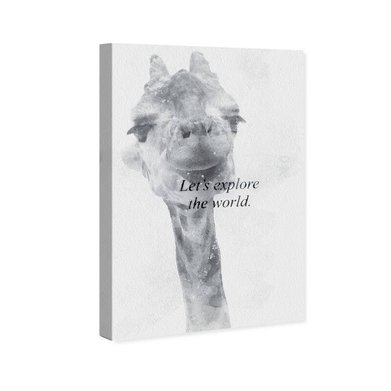 Wynwood Studio Canvas Animals Lets Explore the World Gray and Light Gray Modern & Contemporary Wall Art Canvas Print