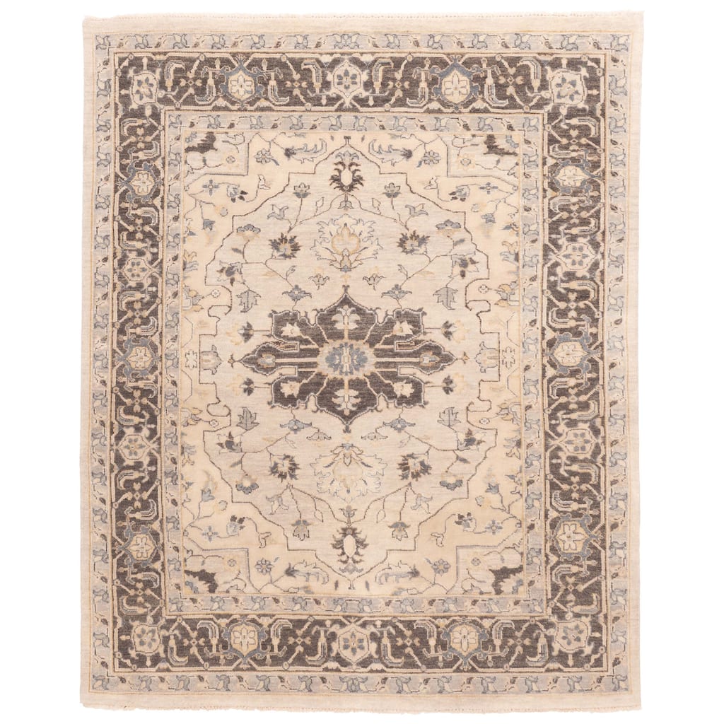 ECARPETGALLERY Hand-knotted Finest Agra Jaipur Light Grey Wool Rug - 7'10 x 9'10