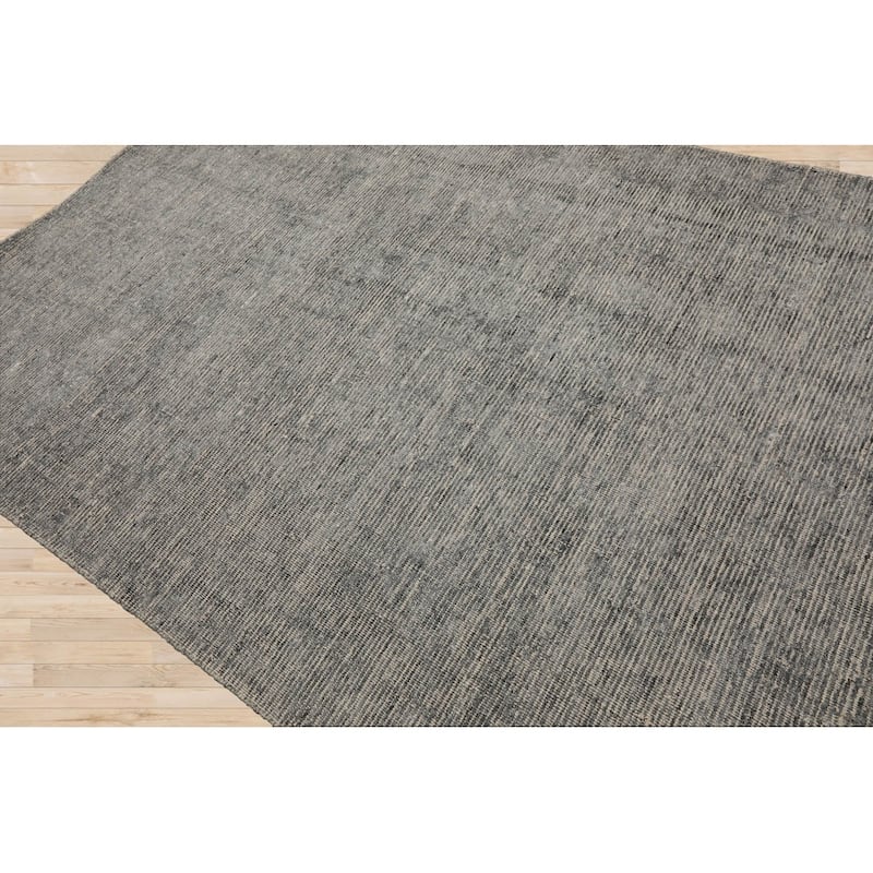 LoomBloom Hand Knotted Beige Wool Area Rug with Modern Ribbed Design - 5' 3'' x 7' 7''