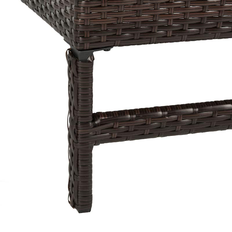 SAFAVIEH Outdoor Jolette Rattan Brown/ Red Sun Lounger - 80" x 28" x 39" - 80Wx28Dx39H