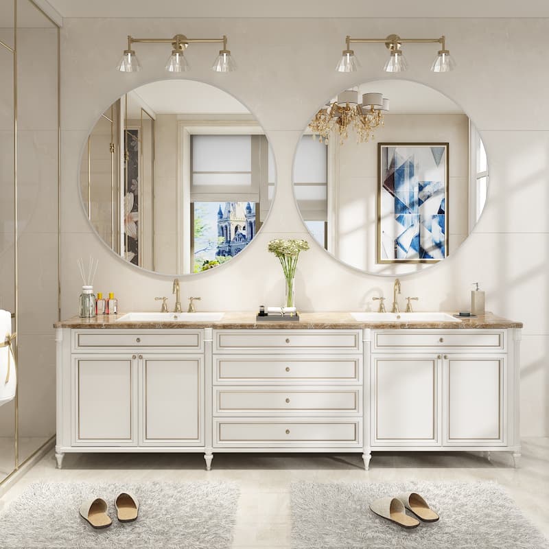 KIOTEE Full Length Round Aluminum Alloy Framed French Cleat Mounted Wall Decor Bathroom Vanity Mirror with 5-Year Warranty