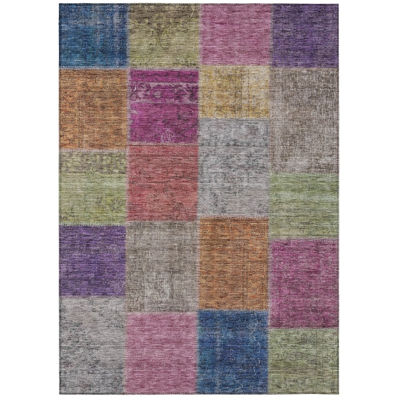 HomeRoots Patchwork Transitional Rectangle Outdoor Rug