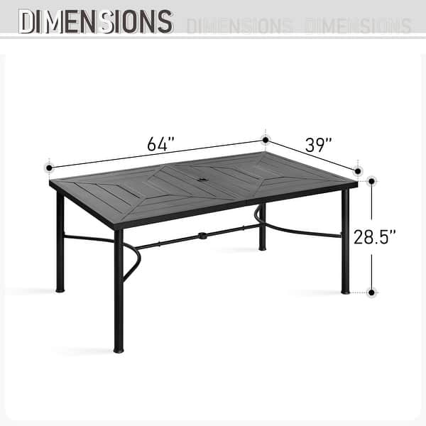 dimension image slide 0 of 4, MAISON ARTS Outdoor Patio Dining Set, 6/8 Metal Stackable Chairs and 1 Rectangular Expandable Table