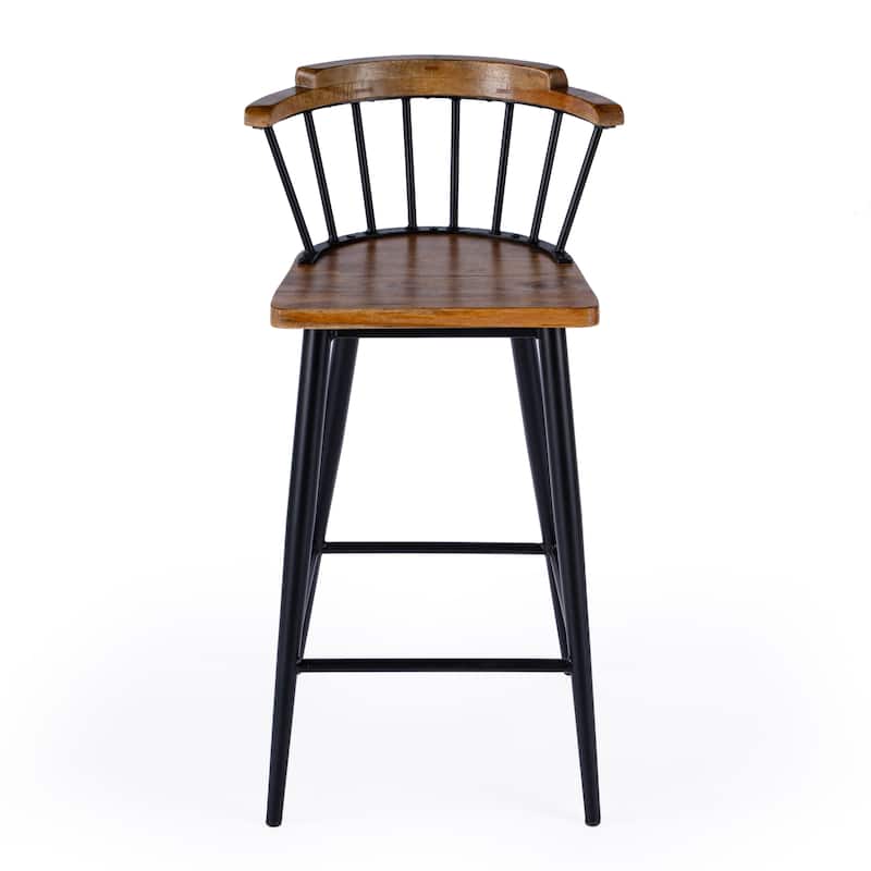 Merrick Wood and Iron Spindle Bar Stool