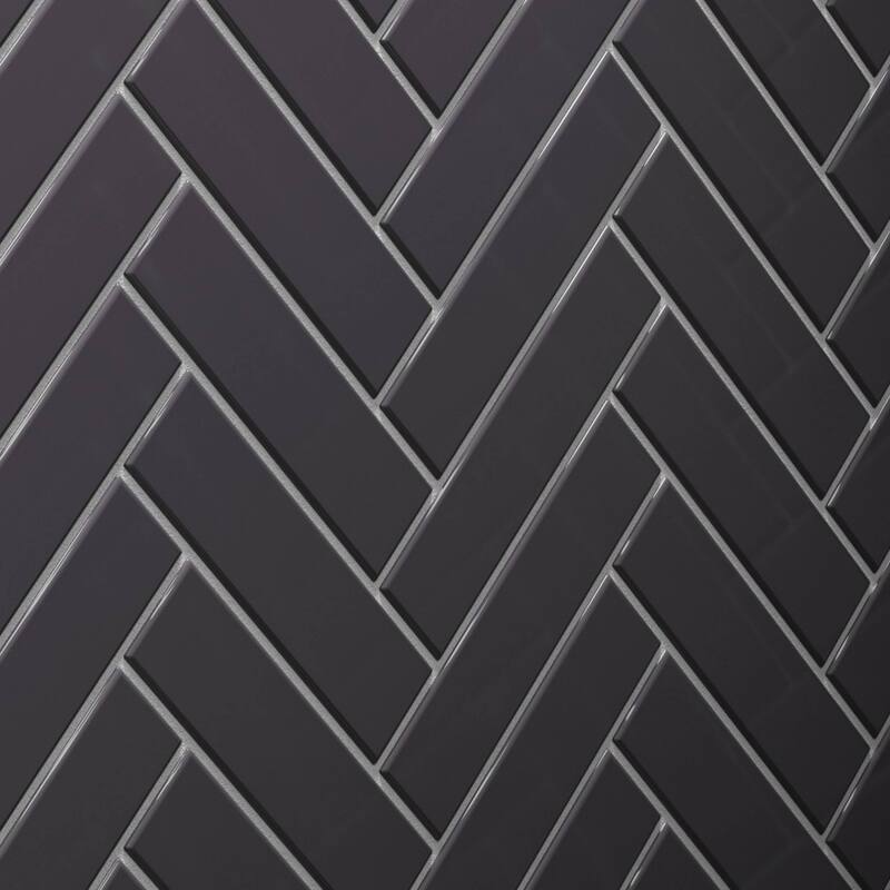 2 in. x 8 in. Glass Subway Wall Tile - Carbon Gloss - 2 x 8
