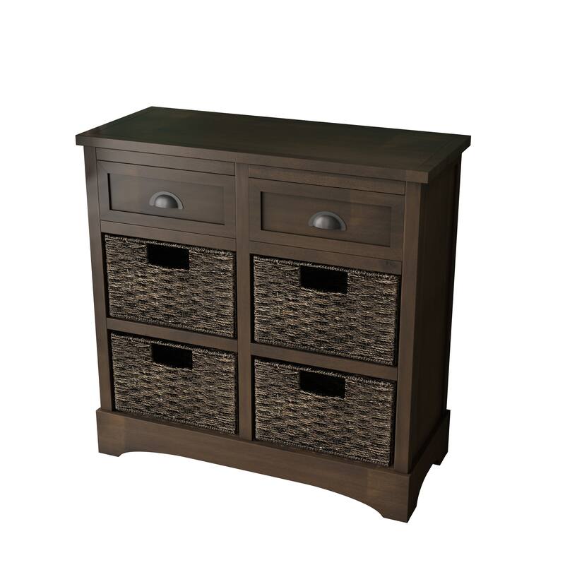 Rustic Storage Cabinet with Two Drawers and Four Basket