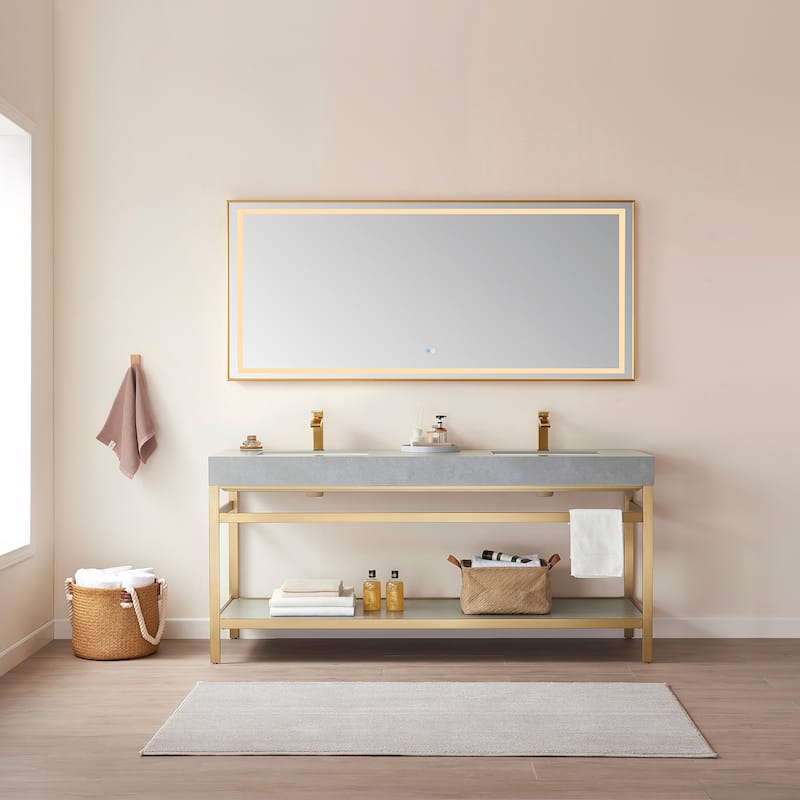 72" Rectangular LED Lighted Accent Bathroom/Vanity Wall Mirror - 72