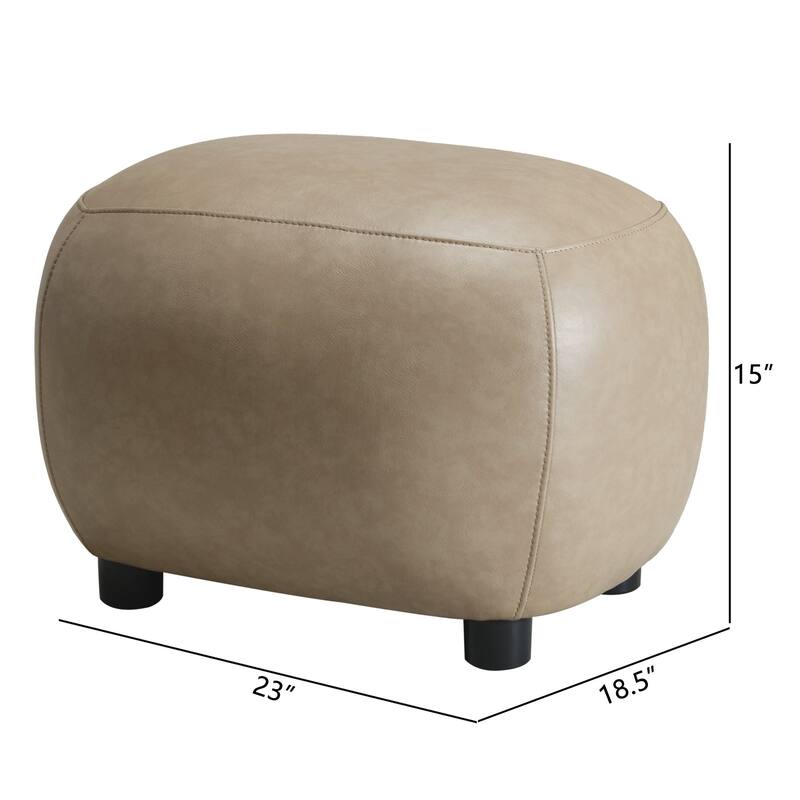 KINWELL 23" Wide Faux Leather Upholstered Ottoman Footrest, PU Entryway Footstool