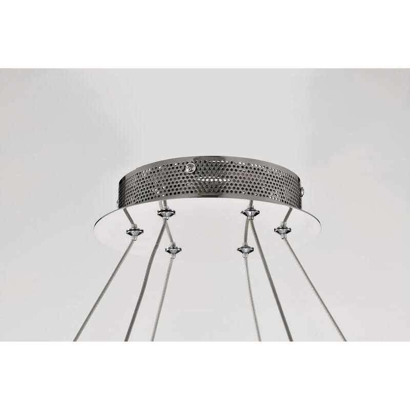 Asher LED 36 Inch Round Pendant Polished Nickel Finish K9 Crystal - Polished Nickel