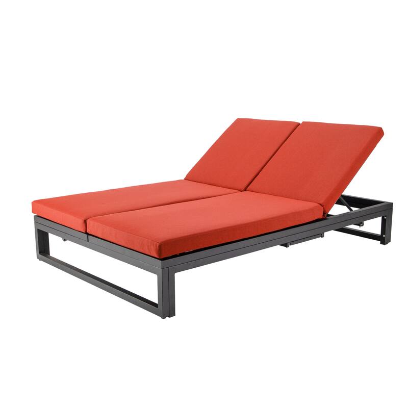 Chelsea Polyester Fabric Outdoor Lounge Chair with Four-Level Adjustable Backrest and Powder-Coated Aluminum Frame