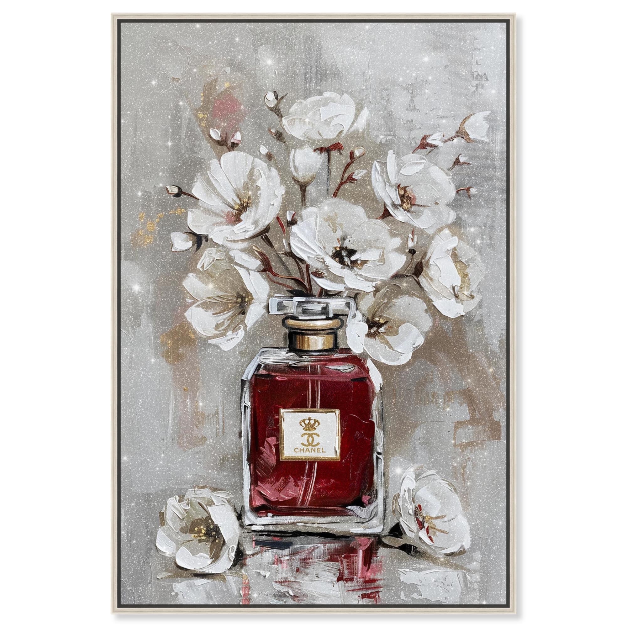 Floral Crimson Perfume Canvas Fashion Designer Wall Art by Art Remedy