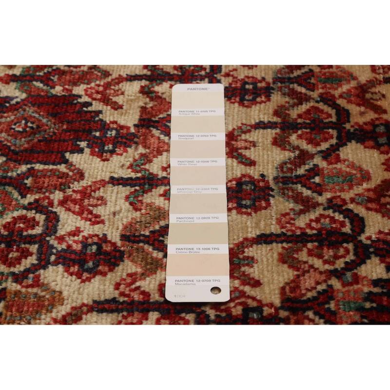 ECARPETGALLERY Hand-knotted Andelz Cream, Red Wool Rug - 3'8 x 10'2