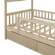 preview thumbnail 39 of 71, Wooden House Bed, Platform Bed Frame with 2 Storage Drawers & Roof Design, for Kids, Girls, Boy, Teens