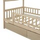 preview thumbnail 7 of 70, Wooden House Bed with Two Drawers and Guardrail, Imaginative Sky Roof, Spacious Storage, Solid Pine Construction