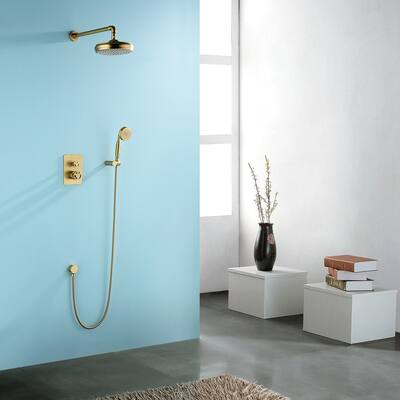 Brushed Gold 9 inch Shower Faucet System Set Showerhead