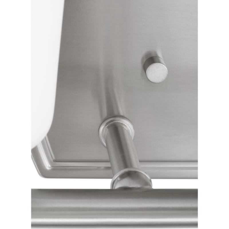 Adley Collection Two-Light Brushed Nickel Etched Opal Glass New Traditional Bath Vanity Light - 13.875 in x 6 in x 7.625 in