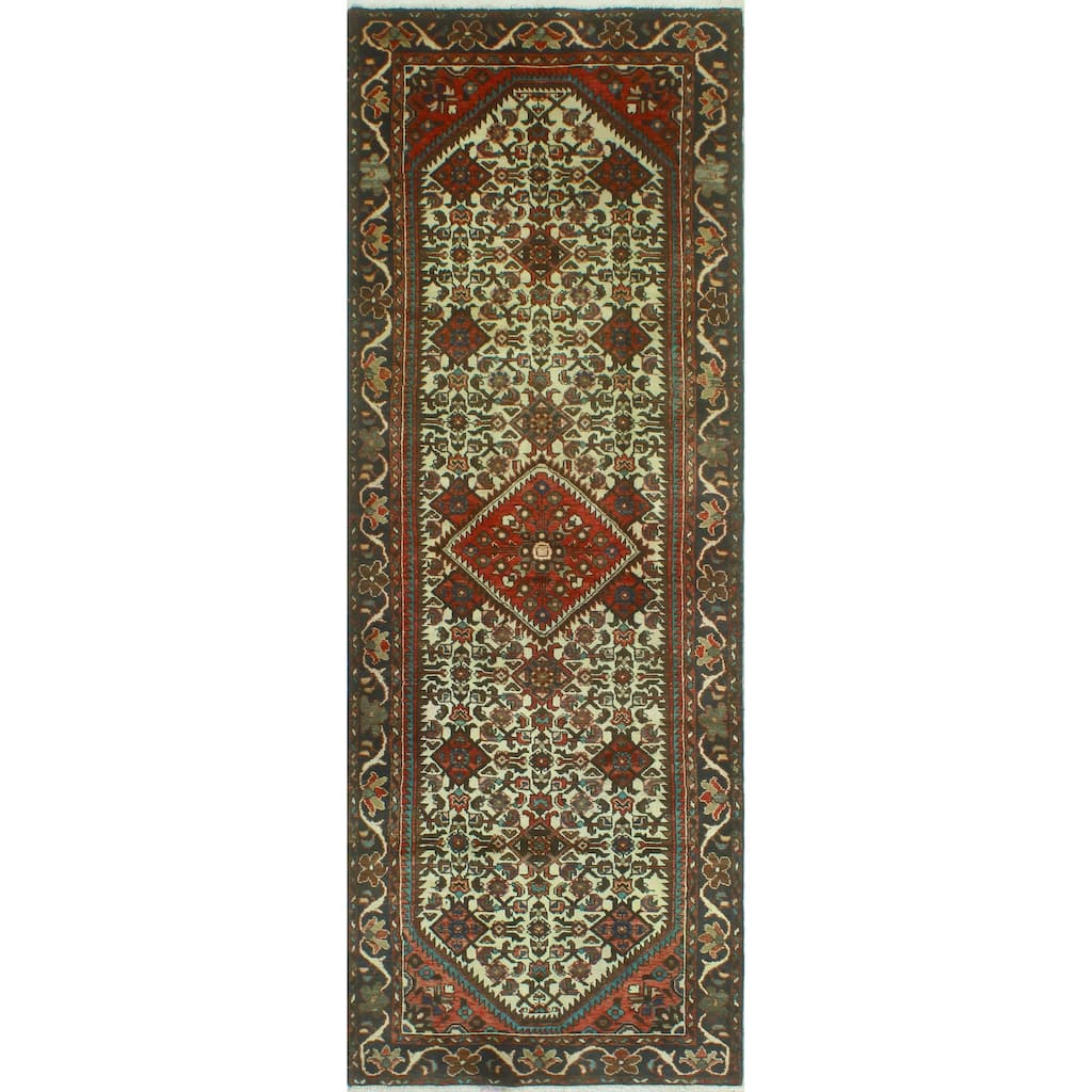 Noori Rug Fine Vintage Distressed Armand Ivory/Red Runner - 3'5" x 9'11"