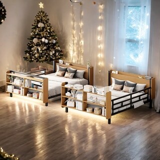 Sturdy Construction Metal Bunk Bed Frame with Ladder,Full Over Full Size