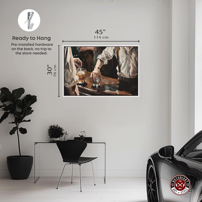 Notoriart Together For Drinks Framed Bar Cart Art For Men
