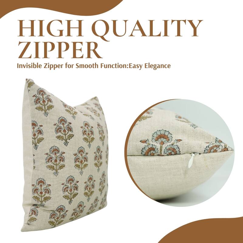 Fabdivine Polka Dots Grey Pure Linen Cushion Cover Soft, 12x20 Inches Handmade Block Print Bedroom or Farmhouse Décor, Shivri