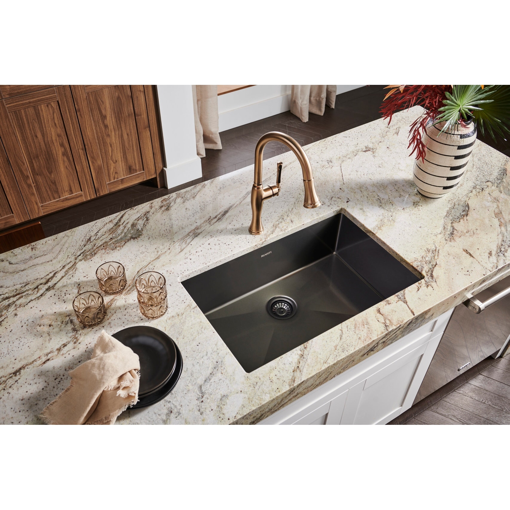 Ruvati 27 inch Undermount Gunmetal Black Stainless Steel Kitchen Sink 16 Gauge Single Bowl 8 x 11