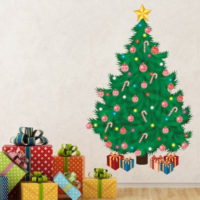 Walplus Traditional Christmas Tree Wall Sticker Festive DIY Home Decor