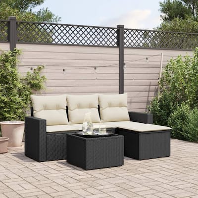vidaXL Garden Sofa Set Black - 21.7 x 21.7 x 14.6