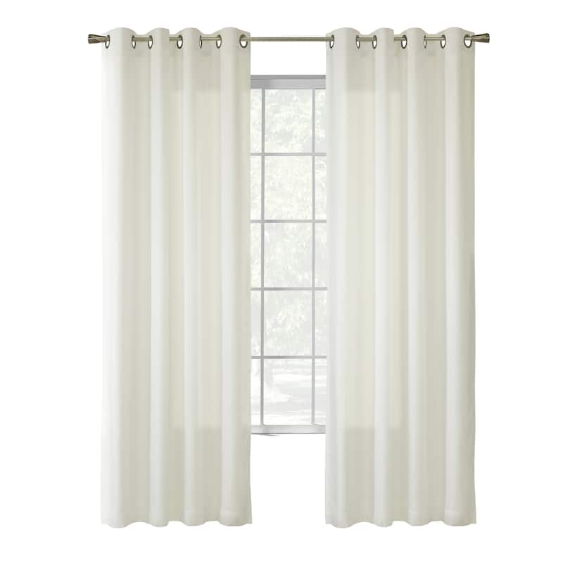 ThermaVoile Rhapsody Lined Grommet SIngle Curtain Panel and Ascot Valance - 54" x 72" - Ivory