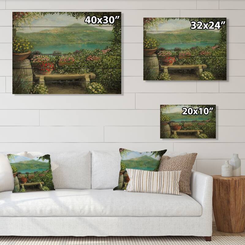 Designart 'Castel Gandolfo View On Lake' French Country Wood Wall Art