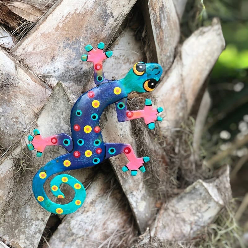 Handmade Recycled Metal Gecko Wall Art (Haiti)