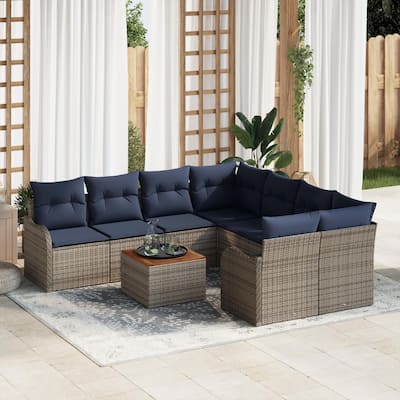 vidaXL 9 Piece Garden Sofa Set with Cushions - 91.5×92.1×27.2