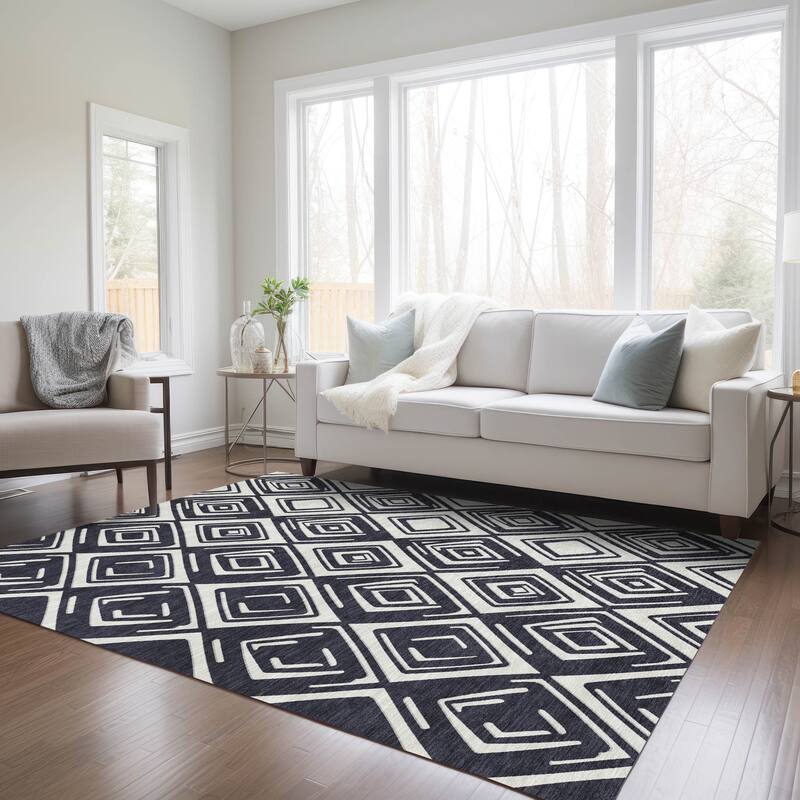 Machine Washable Indoor/ Outdoor Chantille Contemporary Diamonds Rug
