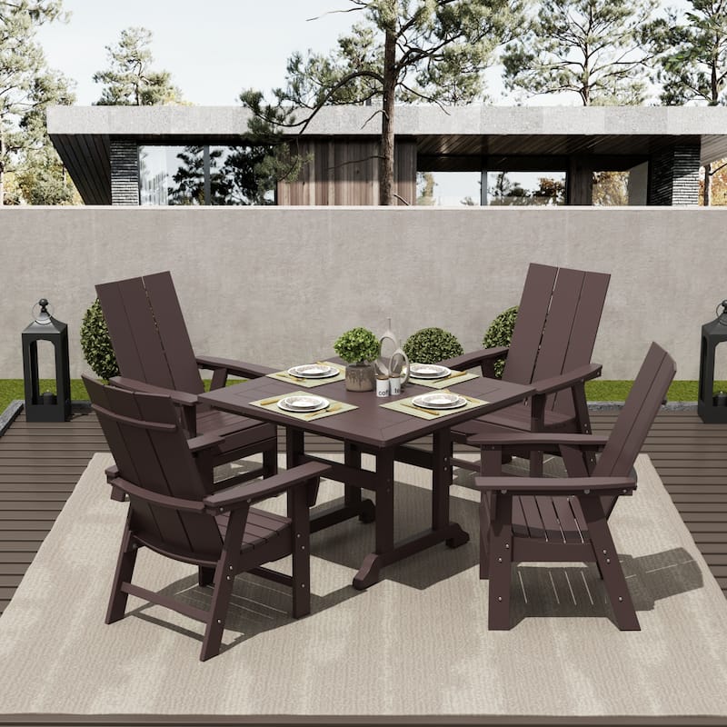 Polytrends Shoreside Hdpe All Weather Outdoor Patio Adirondack Dining Chair (1PC)