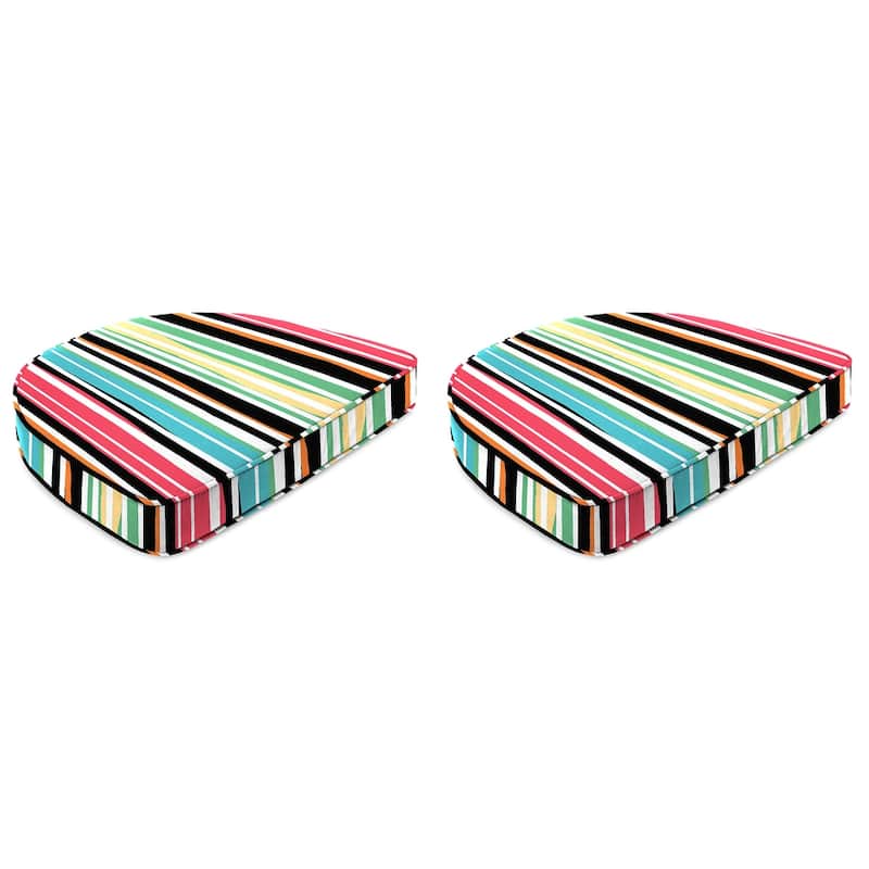 19" x 17" Contoured Outdoor Seat Cushion with Welt - Set of 2 - 17'' L x 18.5'' W x 4'' H - Mercer Citrus