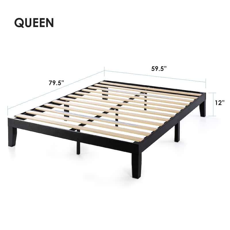 12" Classic Solid Wood Platform Bed Frame