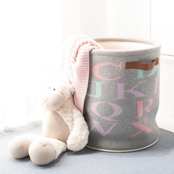 slide 2 of 8, SAFAVIEH Alphabet 14-Inch Collection Basket, Grey Grey