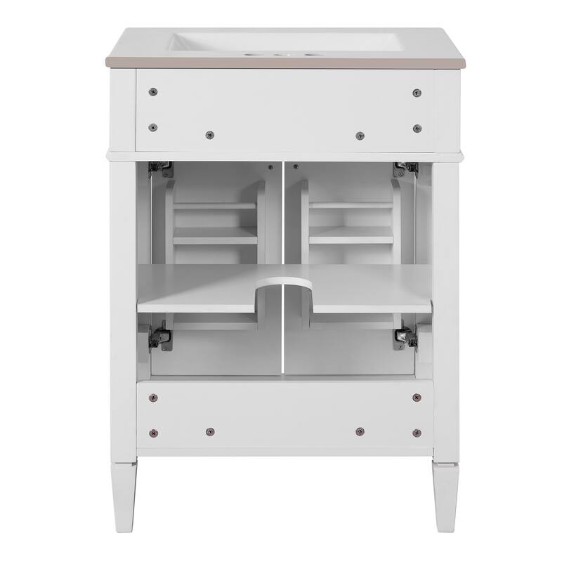 24" Bathroom Vanity with Sink Bathroom Storage Cabinet with 2 Doors and Tip-Out Drawer, Soft-Closing Doors with Organizers