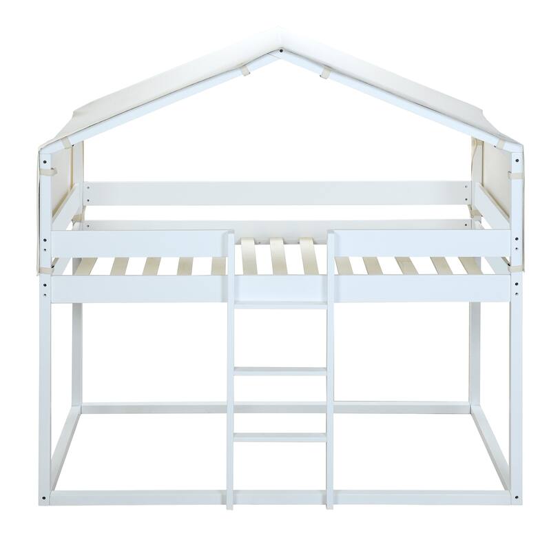 House Bed Twin Over Twin Bunk Bed Wood Platform Bed Frame