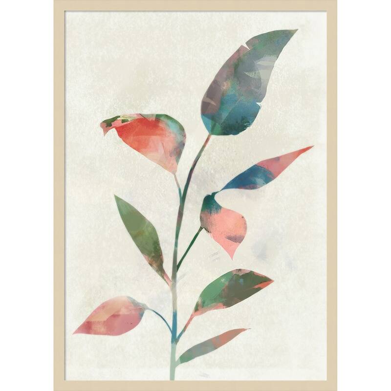 Gentle Leaves in Soft Colors by Ken Roko Wood Framed Wall Art Print - Svelte Natural