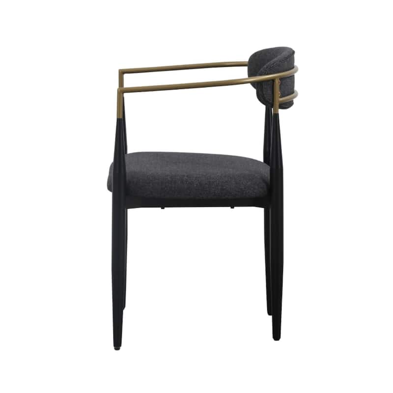 Modrest Buchtel Mid-Century Modern Dark Grey, Gold Arm & Black Dining Chair