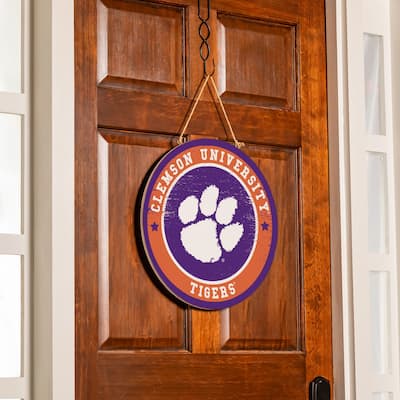 Clemson University Wooden Door Decor Wall Sign - Multi-Color