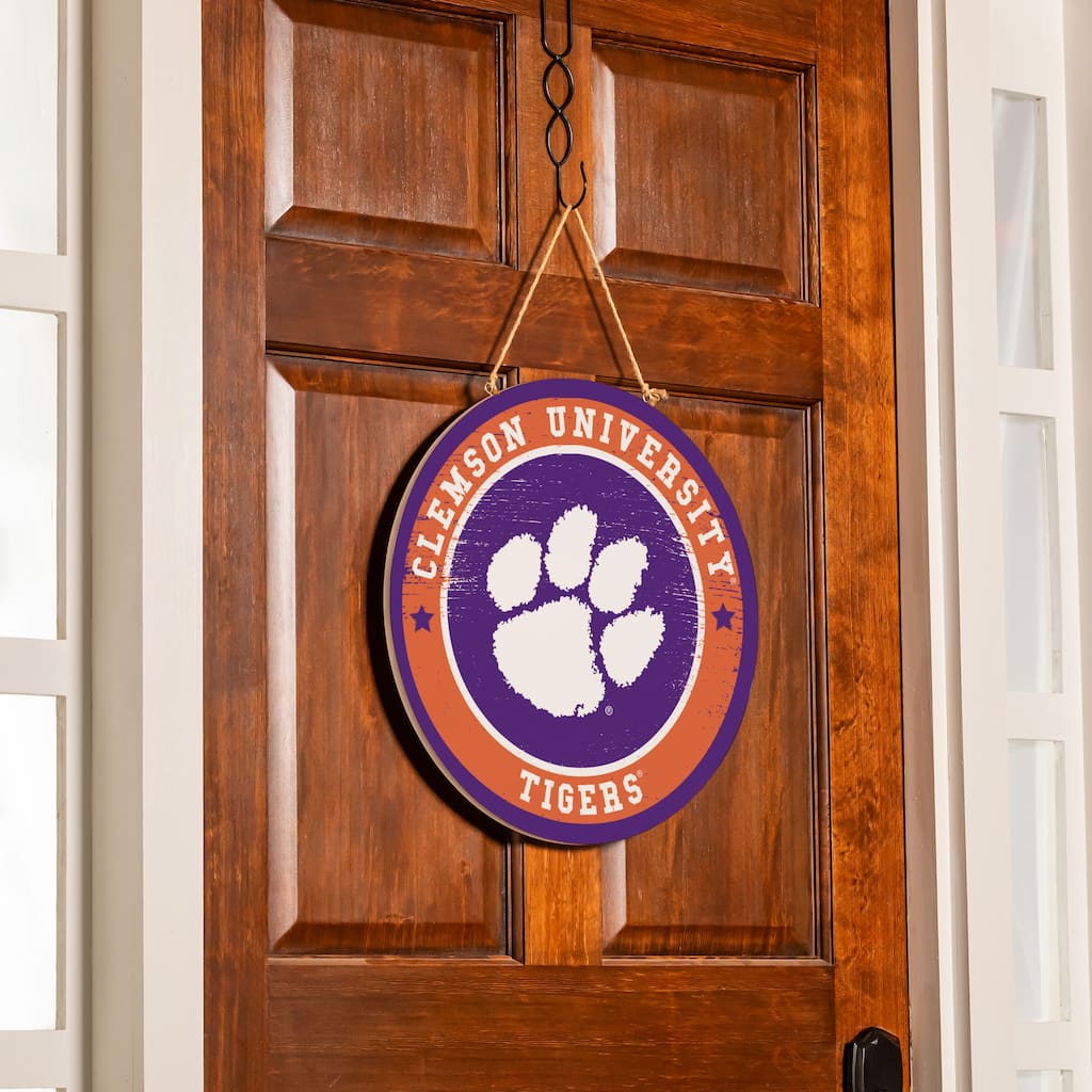Clemson University Wooden Door Decor Wall Sign - Multi-Color
