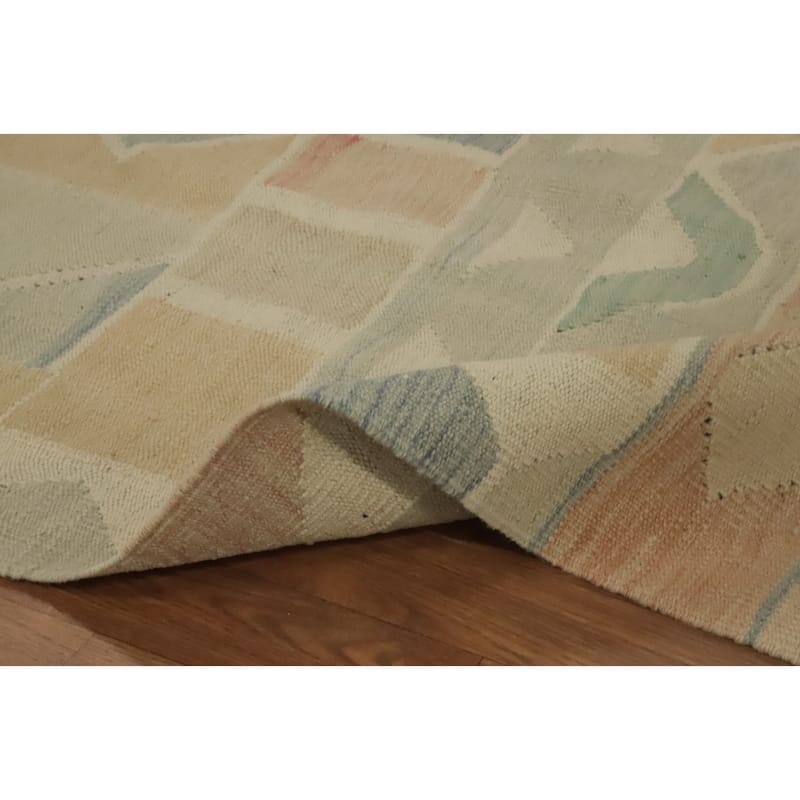 Hand Woven Oriental 100% Wool Carpet Southwestern Tribal Multi-Colored Kilim Area Rug - 9' 0'' X 5' 8''